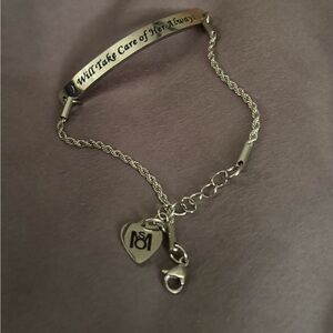Engraved Silver Bracelet- “I will take care of her Always”